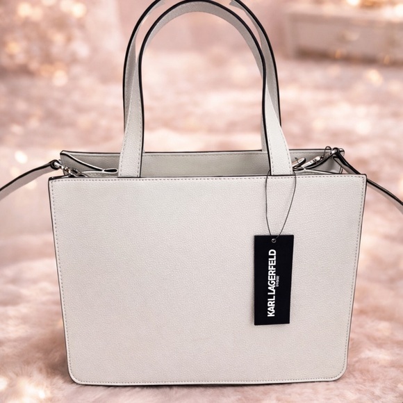 Karl Lagerfeld White & Pink Embellished Satchel Crossbody with Heart Details 🩷 - Picture 5 of 17